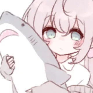 🦷 อนิเมะ, เด็กผู้หญิง, ฉลาม, ตุ๊กตา, น่ารัก, คาวาอิ, ดิจิทัลอาร์ต telegram sticker