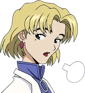 😬 Ritsuko Akagi Neon Genesis Evangelion anime, woman, blonde, serious, Neon Genesis Evangelion, Ritsuko Akagi telegram sticker
