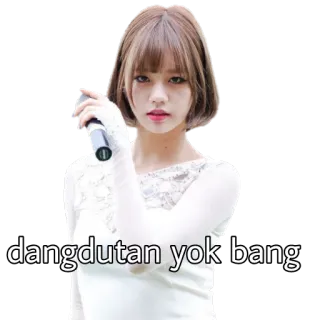 🤑 dangdutan yok bang 韓国, 女性, マイク, 歌手 whatsapp sticker