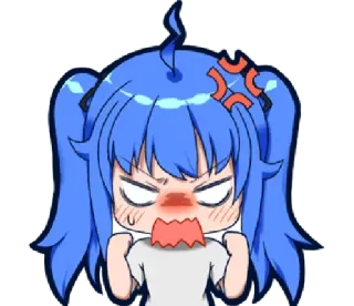 💢 enojado, anime, dibujos animados, expresión, frustrado, puchero, molesto telegram sticker