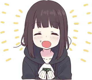 🍙 anime, meisje, schattig, kawaii, vrolijk, rijst, onigiri whatsapp sticker