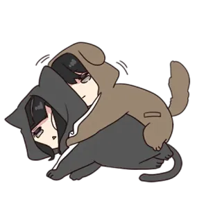 😴 Anime, Perro, Gato, Dibujos animados, Personajes, Sudaderas con capucha, Lindo telegram sticker