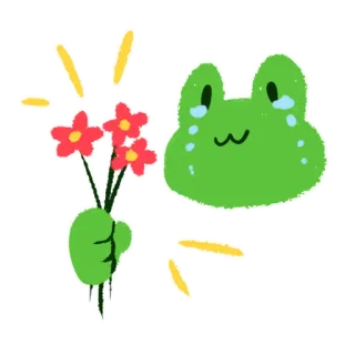 🥹 rana, piangere, fiori, triste, cartone animato, adesivo whatsapp sticker