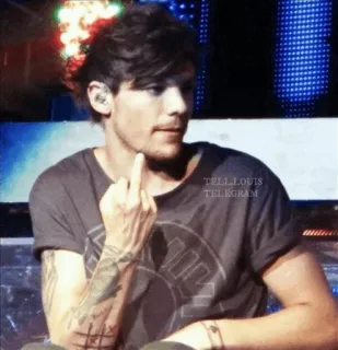 🥀 Louis Tomlinson TELLLOUIS TELEGRAM persona, dedo corazón, música, cantante, concierto telegram sticker