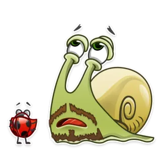 😕 escargot, coccinelle, dessin animé, triste, emoji, autocollant telegram sticker