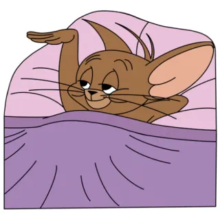 👋 Jerry topo, cartone animato, assonnato, pigro, letto, carino telegram sticker