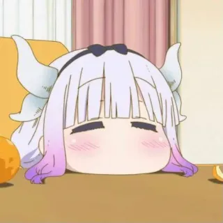 ☁️ Kanna Kamui Miss Kobayashi's Dragon Maid anime, carino, kawaii, Kanna Kamui, Dragon Maid, stanco, assonnato telegram sticker