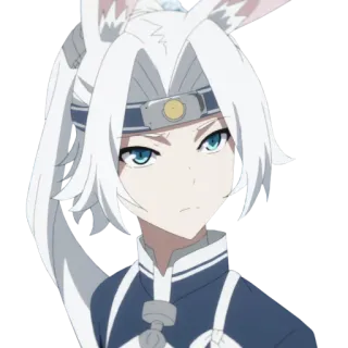 ❓ anime, character, white hair, blue eyes, rabbit ears whatsapp sticker