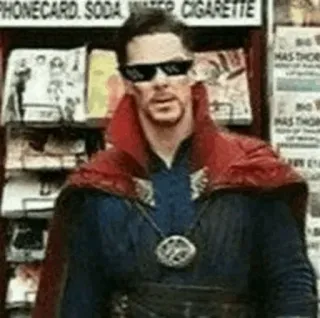 🍁 Doctor Strange Marvel PHONECARD. SODA WATER CIGARETTE doctor strange, okulary przeciwsłoneczne, marvel, śmieszne, benedict cumberbatch telegram sticker
