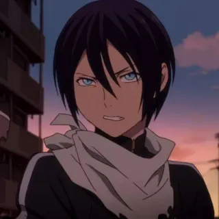 💈 Yato Noragami Anime, Yato, Noragami, Japanse animatie, Blauwe ogen, Sjaal, Boos whatsapp sticker