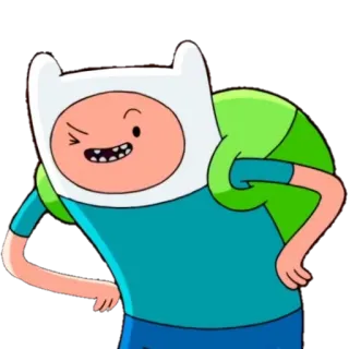 😉 Finn Mertens Adventure Time Cartoon, Adventure Time, Finn, Figur, Zwinkern, Rucksack telegram sticker