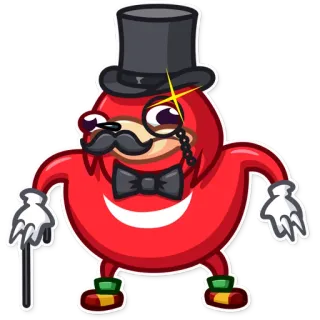 🧐 Ugandan Knuckles nocche, ugandese, meme, cappello, monocolo, cartoni animati, rosso telegram sticker