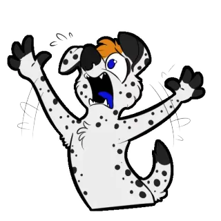 😩 мультик, собака, испуганный, животное, пятнистый, пушистый telegram sticker