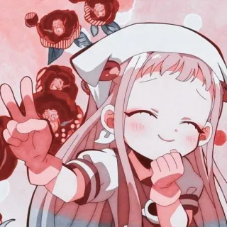 ✌️ Yashiro Nene Toilet-bound Hanako-kun Anime, Carino, Ragazza, Fiori, Cartone animato, Ritratto, Segno di pace telegram sticker