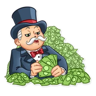 😏 Geld, reich, Kapitalist, Reichtum, Cartoon, Finanzen telegram sticker