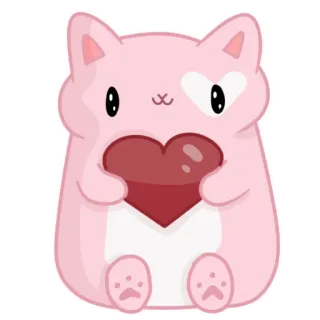 ❤️ แมว, หัวใจ, ความรัก, น่ารัก, สีชมพู, คาวาอิ telegram sticker