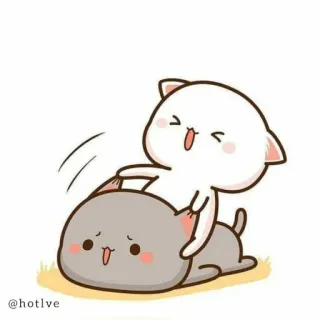 😁 @hotlve cat, cute, kawaii, sticker, cartoon, animals, peach cat, mocchi cat telegram sticker