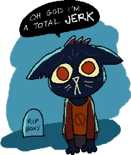 😔 OH GOD I'M A TOTAL JERK cartoon, cat, sad, emotional, tombstone, box whatsapp sticker