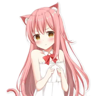 😊 Anime, Garota gato, Kawaii, Fofo, Cabelo rosa, Mangá telegram sticker