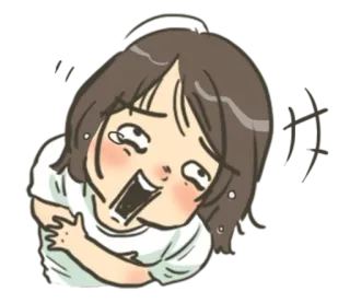 😂 만화, 여자, 감정적인, 웃음, 행복한, 표정 whatsapp sticker