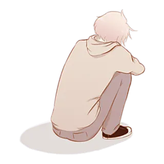😒 человек, сидит, грустный, толстовка, вид сзади whatsapp sticker