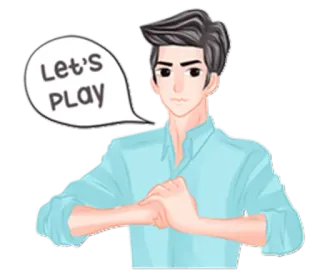 👊 Let's Play dibujos animados, hombre, let's play, bocadillo de diálogo telegram sticker