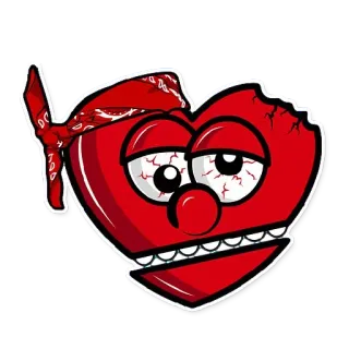 ❤ 하트, 갱, 빨간색, 슬픈, 만화 telegram sticker