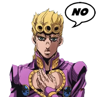 👎 Giorno Giovanna JoJo's Bizarre Adventure NO Anime, Manga, JoJo's Bizarre Adventure, Giorno Giovanna, Tidak, Stiker whatsapp sticker
