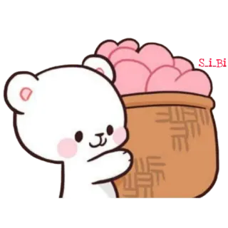 🥰 null orso, carino, rosa, cesto, orso bianco telegram sticker