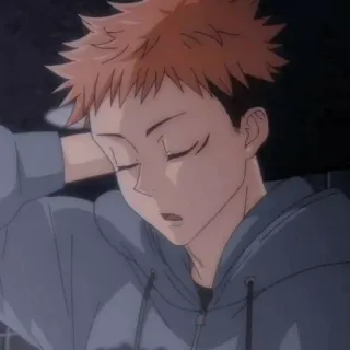 🎭 Yuuji Itadori Jujutsu Kaisen anime, mangá, cansado, dormindo, relaxante telegram sticker
