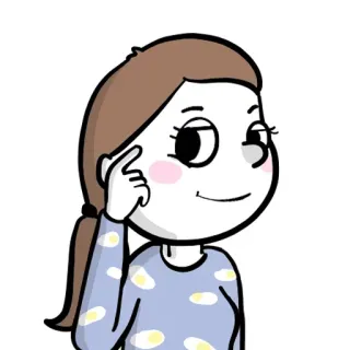 😧 réflexion, dessin animé, mignon, fille, idée, geste telegram sticker