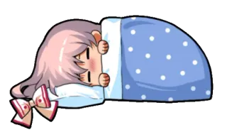 😴 спящий, аниме, каваий, кровать, одеяло, подушка telegram sticker