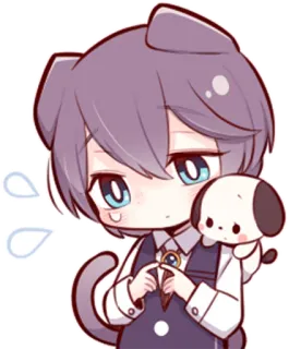 😥 Anime, Mignon, Chibi, Chien, Kawaii, Stylisé, Dessin animé telegram sticker