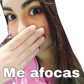 😳 Me afocas Selfie, Brune, Femme, Visage, Main sur la bouche, Expression telegram sticker