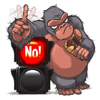 ☝ No! Gorilla, Ampel, Stopp, Nein, Cartoon telegram sticker