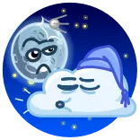 😴 luna, nuvola, sonno, notte, cartone animato, carino, sogno telegram sticker