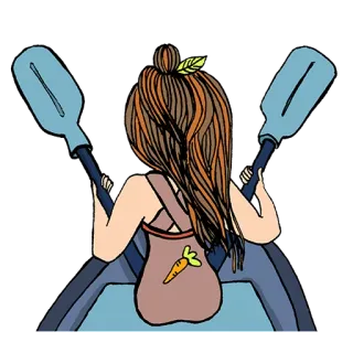 🛶 Kajak, Paddeln, Frau, Abenteuer, Wassersport, Cartoon telegram sticker