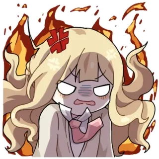 💬 Anime, Enojado/a, Chica, Dibujos animados, Llamas, Frustrado/a whatsapp sticker