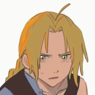 😰 Edward Elric Fullmetal Alchemist Anime, Desenho animado, Fullmetal Alchemist, Edward Elric, Bravo, Expressão facial telegram sticker
