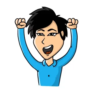 🙌 Cartoon, Feier, Erfolg, Positiv, Mann whatsapp sticker