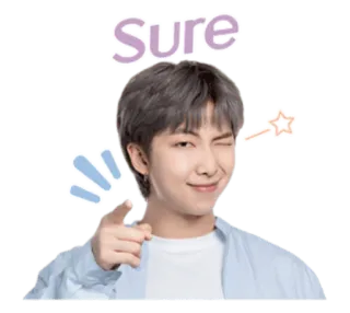 😉 RM Sure kpop, sticker, personne, clin d'oeil, mignon, ok, homme telegram sticker