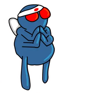 🙏 blue, insect, fly, cartoon, headband, eyes, wings, sticker telegram sticker