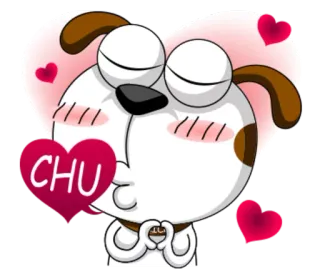 😘 CHU Dessin animé, Chien, Amour, Coeur, Baiser, Mignon, Romantique telegram sticker