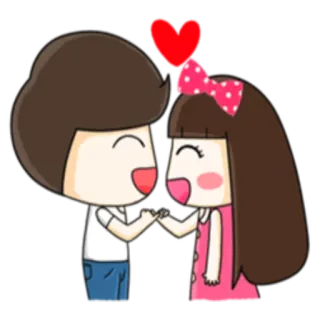 ❤ couple, amour, cœur, dessin animé, romance, mignon telegram sticker