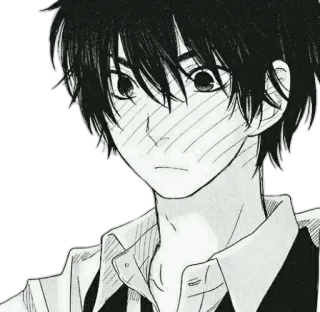 😳 Manga, Anime, Ragazzo, Arrossire, Illustrazione, Ritratto, Arte giapponese telegram sticker