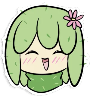 😄 cactus, planta, flor, lindo, kawaii, personaje, sonriendo telegram sticker