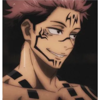 🙂 Ryomen Sukuna Jujutsu Kaisen anime, manga, Ryomen Sukuna, Jujutsu Kaisen, cursed spirit, tattoo, face telegram sticker