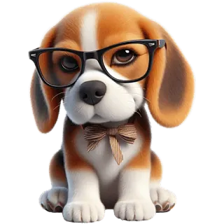 🫥 dog, beagle, glasses, bow tie, animal, cute, pet telegram sticker