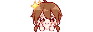 👍 Anime, Chibi, Słodkie, Kciuk w górę, Błyskotki, Kawaii telegram sticker