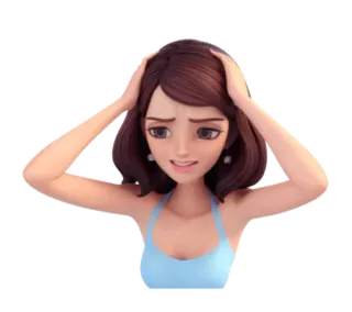 😞 mujer, estrés, dibujos animados, preocupada, molesta, personaje de dibujos animados telegram sticker